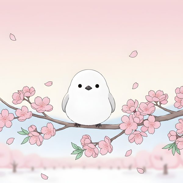 桜とシマエナガ(春)